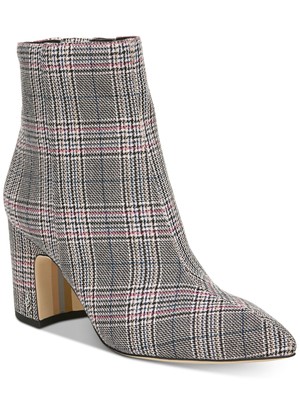 

SAM EDELMAN Женские коричневые ботильоны в клетку с логотипом Hilty с острым носком на блочном каблуке, размер 7 м, Коричневый, G0918F1