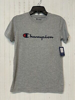 Champion Boys Short Sleeve T-Shirt Size Large Script Logo Athletic Youth Tee