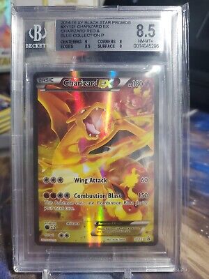 BGS 8.5 CHARIZARD EX XY121 BLACK STAR PROMO RED & BLUE COLLECTION BOX
