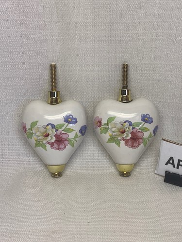 (AP) Lot Of 2 Ceramic Hearts Rose Decoration Furniture Craft; Free US Shipping