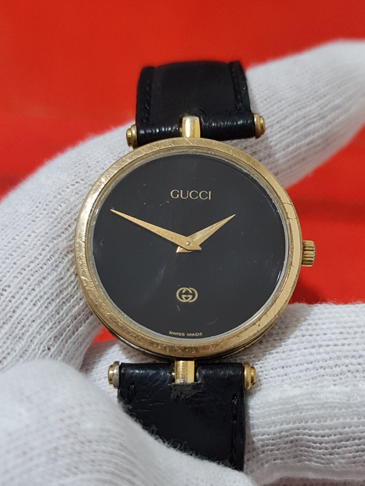 Vintage Gucci 1900L Watch Square Quartz Women's Black Dial