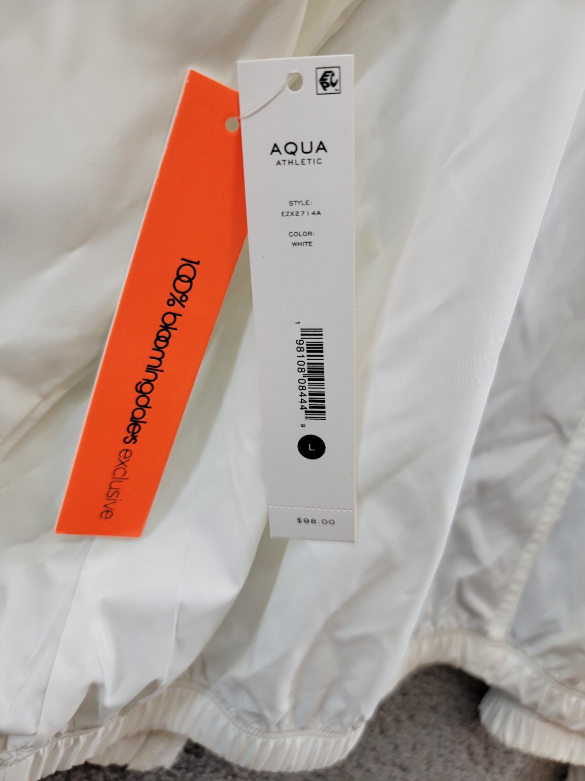 AQUA Athletic Cropped Windbreaker Jacket Women's Large White Front Zip Closure - Picture 19 of 19