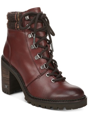 

Красные женские кожаные ботильоны SAM EDELMAN 0,5 дюйма на платформе с вязаным воротником и логотипом Sade, размер 6 м, Красный, G7068M1