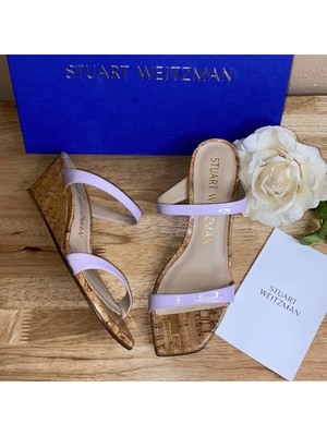 

STUART WEITZMAN Женские фиолетовые пробковые сандалии Aleena Square Toe на танкетке без шнуровки 7,5 B, Фиолетовый, ALEENA