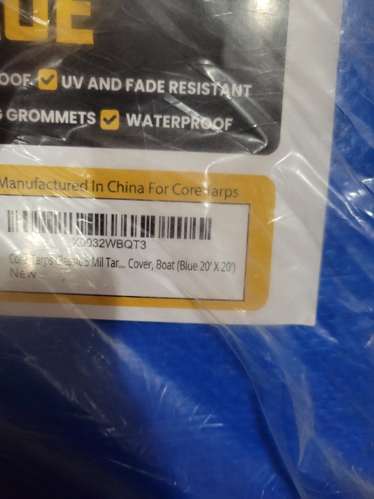 Core Tarps Classic 5 Mil 20 X 20 BLUE--Waterproof Tarp for Camping, Patio, Pool