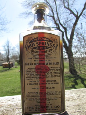 Unusual 1900's HOT SPRINGS, ARKANSAS BLOOD PURIFIER - Red HEART/Vein GRAPHICS !!