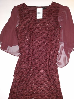Connected Apparel Bordeaux Cape Dress Women's Size 6 NWT originally $80