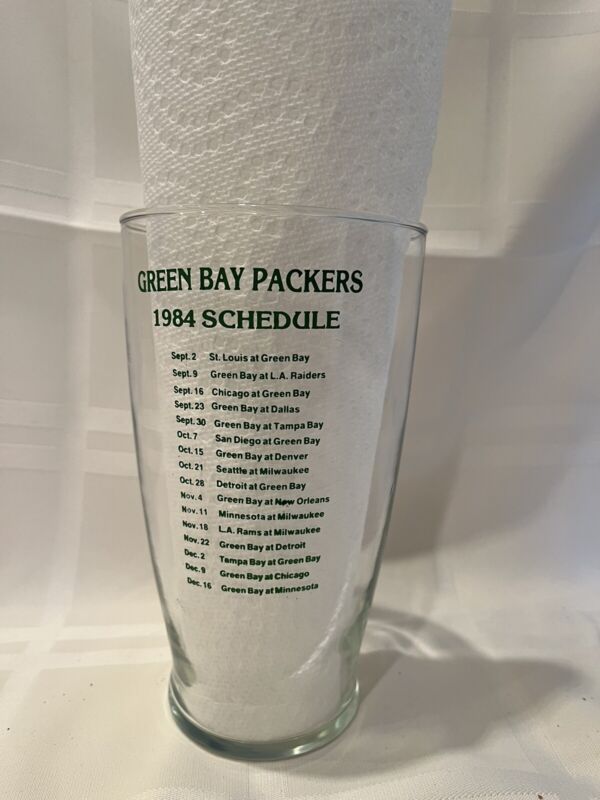 Green Bay Packers 1984 Schedule Old Style Whopper Sunday Glass Do it with Style
