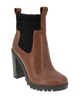 BCBGENERATION Womens Brown Goring Prali Round Toe Stacked Heel Chelsea 6.5 M