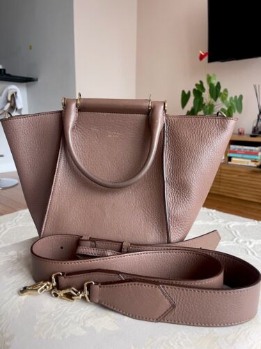Max Mara Anita Leather 2way Hand Crossbody Bag Greige Logo Max Mara Anita Leather 2way Hand Crossbody Bag Greige Logo