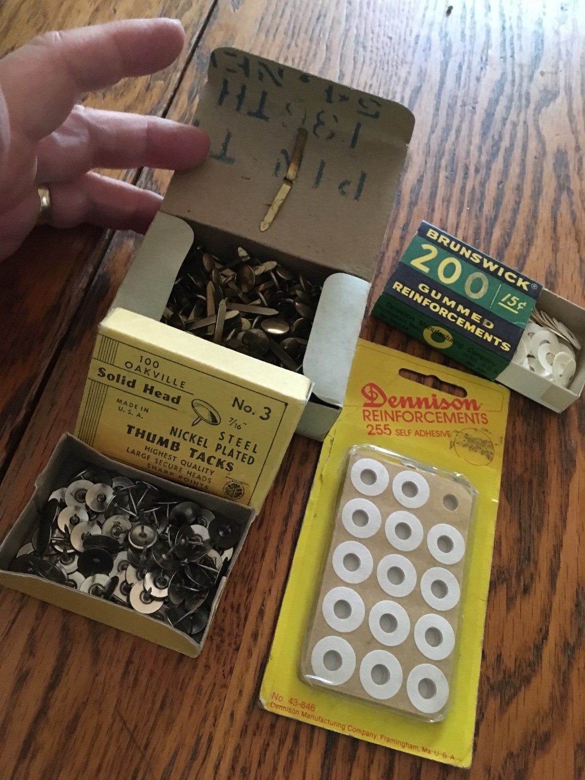 vintage office supplies, Noesting, Oakville, Brunswick, Dennison,filled boxes