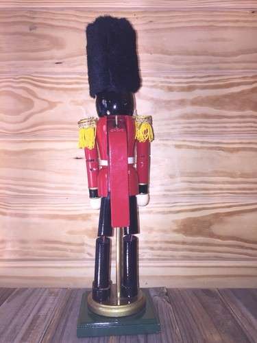 NUTCRACKER Wooden Soldier 18” Christmas Holiday Decorative Tall Black Furry Hat