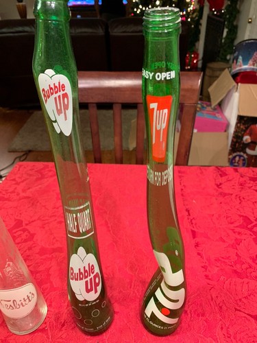 Lot Of 3 Stretch Bottles 7up Bubble Up Nesbitts