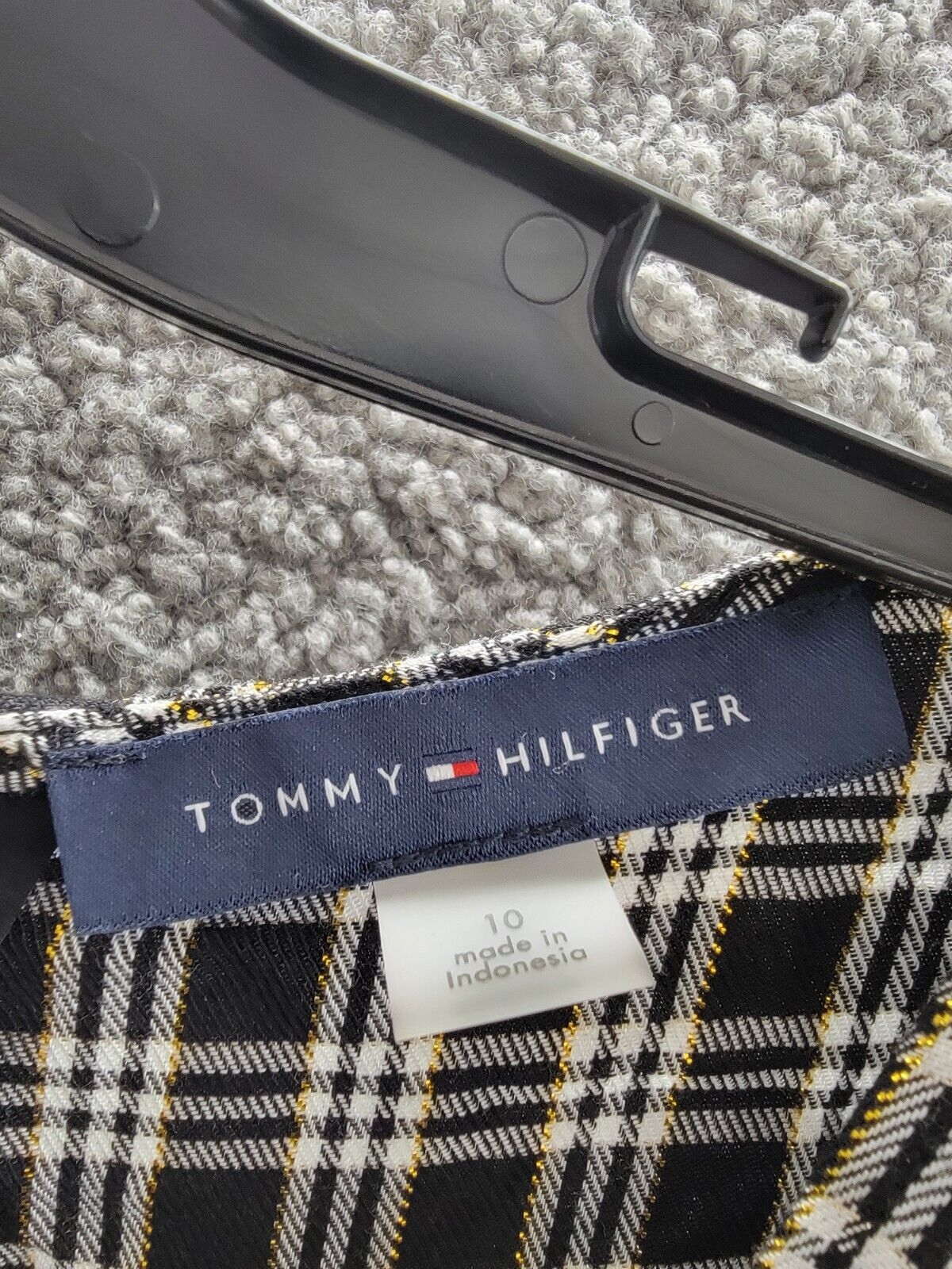 Tommy Hilfiger Check Ruffle-Hem Wrap Dress Women's 10 Black Multi Zip Closure - Picture 9 of 16