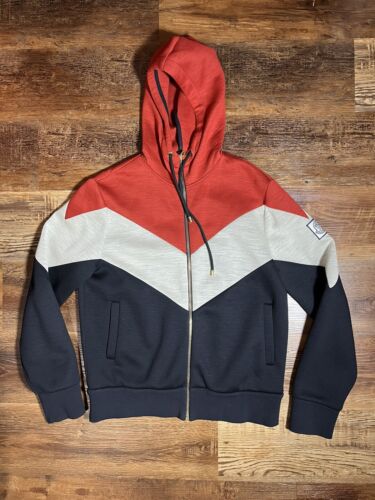 MONCLER GAMME BLEU WOOL STRIPED ZIP UP HOODED SWEATSHIRT MONCLER GAMME BLEU WOOL STRIPED ZIP UP HOODED SWEATSHIRT