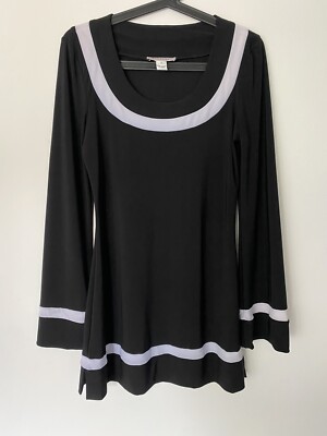 White House Black Market black w/ white 60's style shift dress women's S