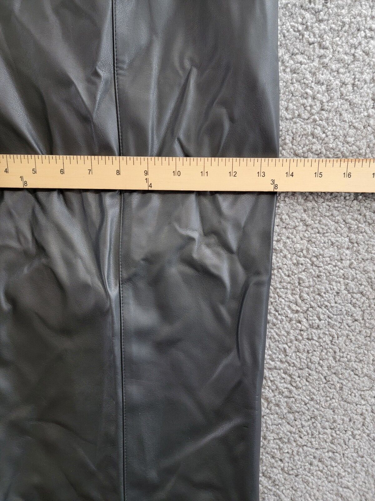 BCBG NEW YORK Faux-Leather Cropped Pants Women's 12 Onyx Slash Pockets Pull On - Picture 10 of 17