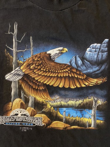 Vintage 1990 3D Emblem Down To Earth Nature Wear Bald Eagle