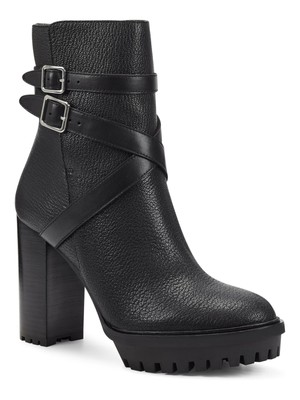 

VINCE CAMUTO Женские кожаные ботильоны Elisen с черным ремешком 1/2 дюйма на платформе 5,5 м, Черный, VC-ELISEN