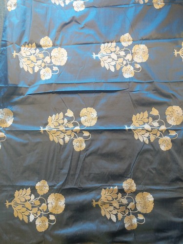 Sanderson Chantilly Silk Blend Fabric Remnant over a yard in Delft/Ivory