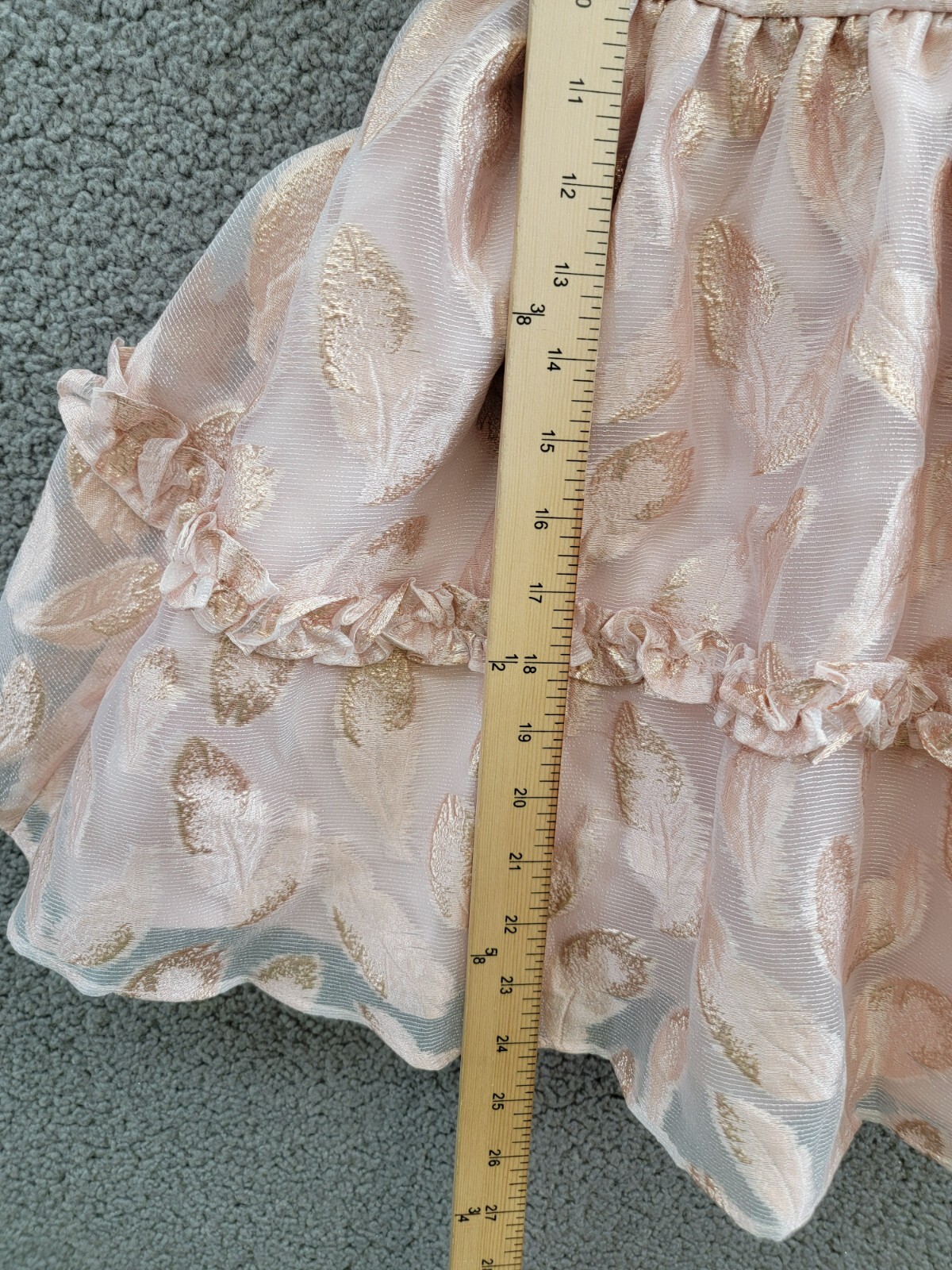 Rare Editions Puff-Sleeve Burnout Organza Dress Little Girls' 5 Blush Back Zip - Picture 8 of 16