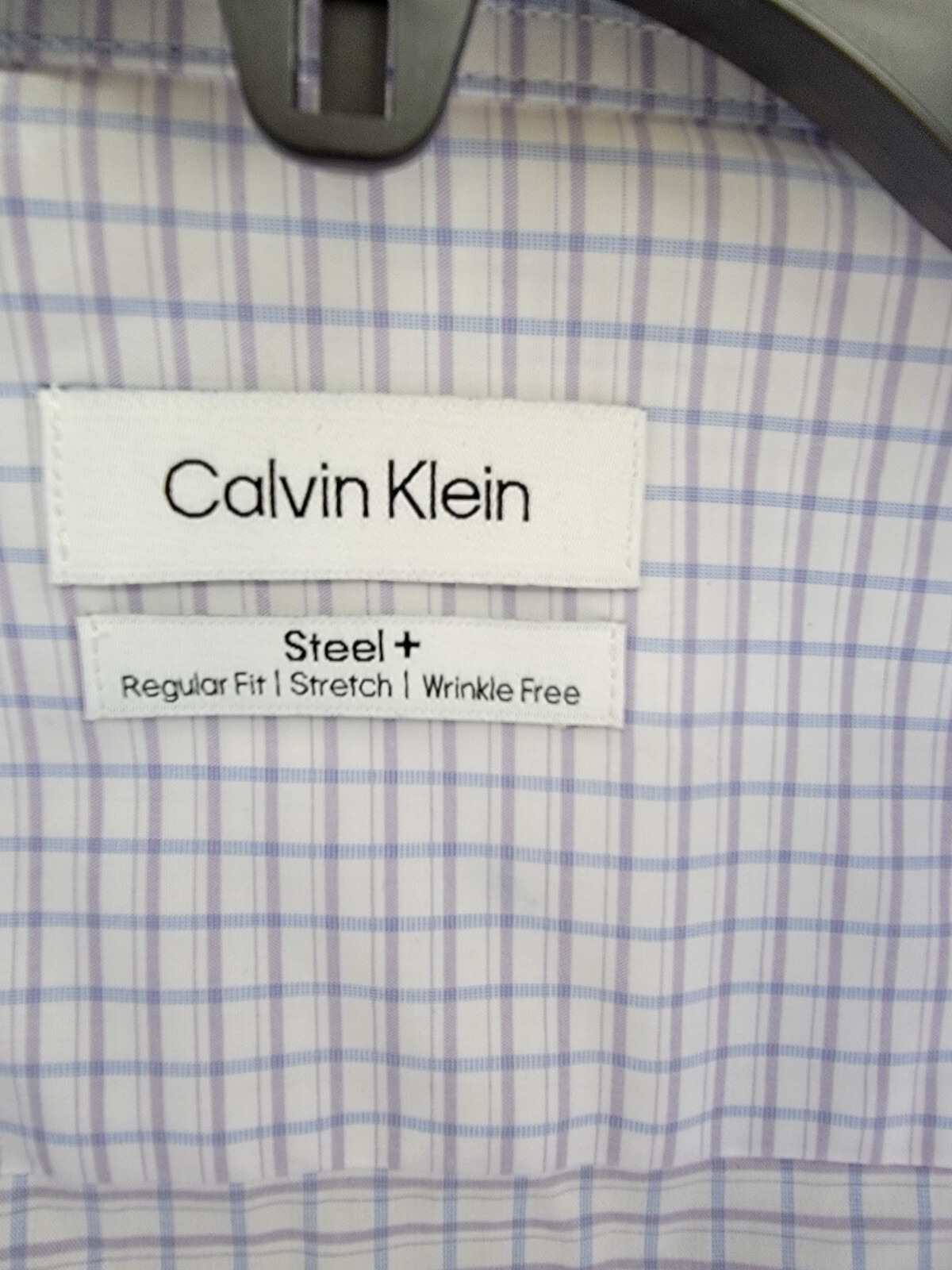 Calvin Klein Steel + Regular Fit Stretch Dress Shirt Men's 17.5 32-33 Blue Multi - Picture 11 of 17