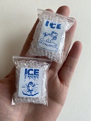 2 Bags Dollhouse Ice Cubes Small 1:12 or 1/6 Scale Miniature Kitchen Drink Party