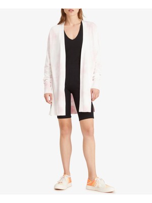 Женский розовый свитер с длинными рукавами и пуговицами SANCTUARY Womens Pink Tie Dye XXS