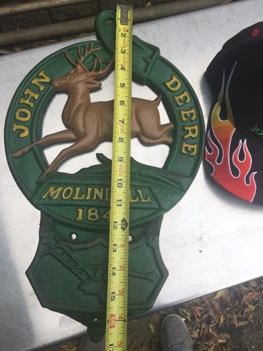 Vtg John Deere Cast Door Mail Tractor Farm Implement Sign Holder Display