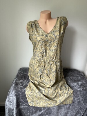 Prana Exotropics Cabana Dress Straw Tie Waist Cut Out Back Cotton size M Palm