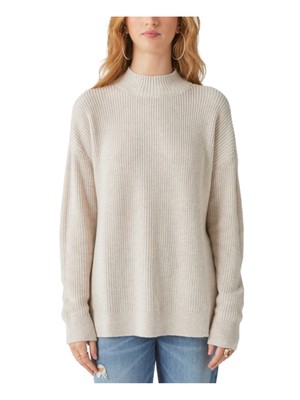 Женский бежевый свитер LUCKY BRAND с длинным рукавом и имитацией шеи M