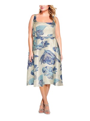 

ADRIANNA PAPELL Женское платье миди без рукавов с подкладкой из слоновой кости плюс, Цвет слоновой кости