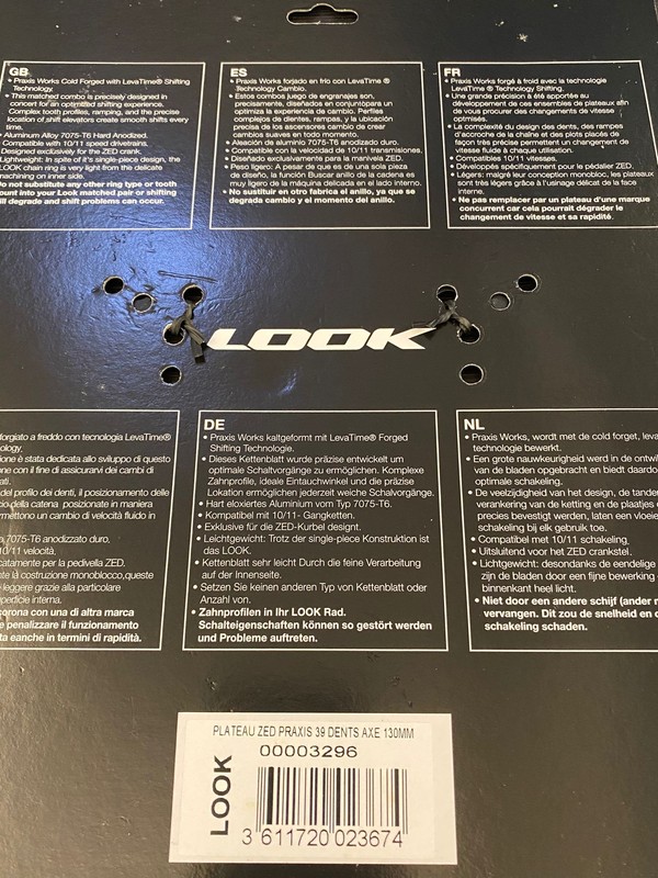 LOOK CHAINRING ZED 2 130MM 39T BCD130 10/11 SPEED NEW 00003296