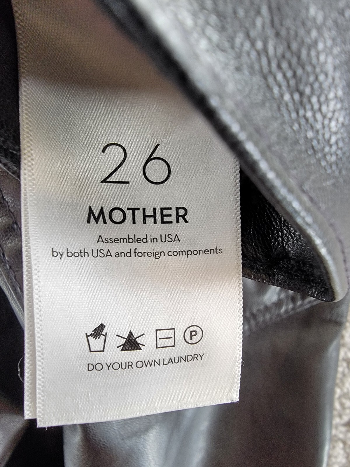 Mother High Rise Rider Faux Leather Jeans Women's 26 Black Zip/Button Closure - Picture 15 of 19