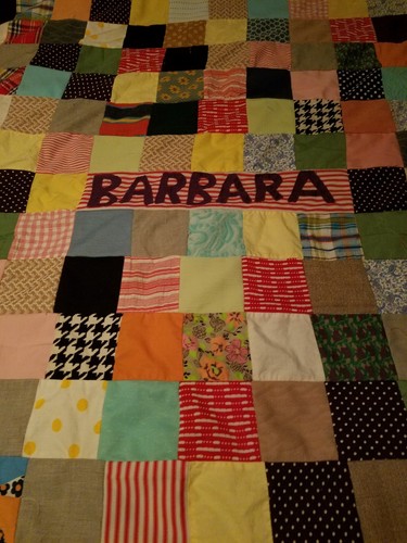 vintage Quilt top squares Barbara  knits cotton machine stitching d5