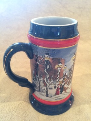 Vintage~Beer~Mug~Stein~Glass~Budweiser~Beer~1992~Brazil~Perfect Christmas~RARE~