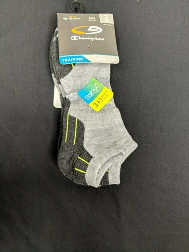 Champion Men's Training No Show Socks With Ventilation NEW 3+1 4 Pair  SZ 6-12