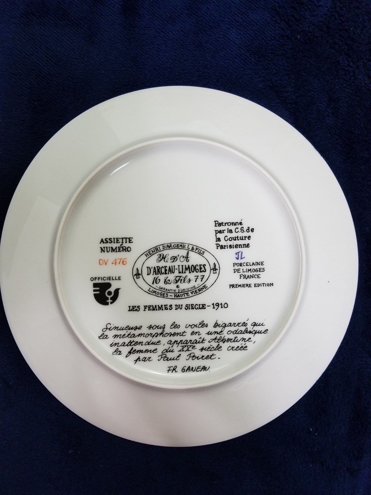 French Collector Plate Albertine The Sinuous Woman Of Paul Poiret 1910 numbered