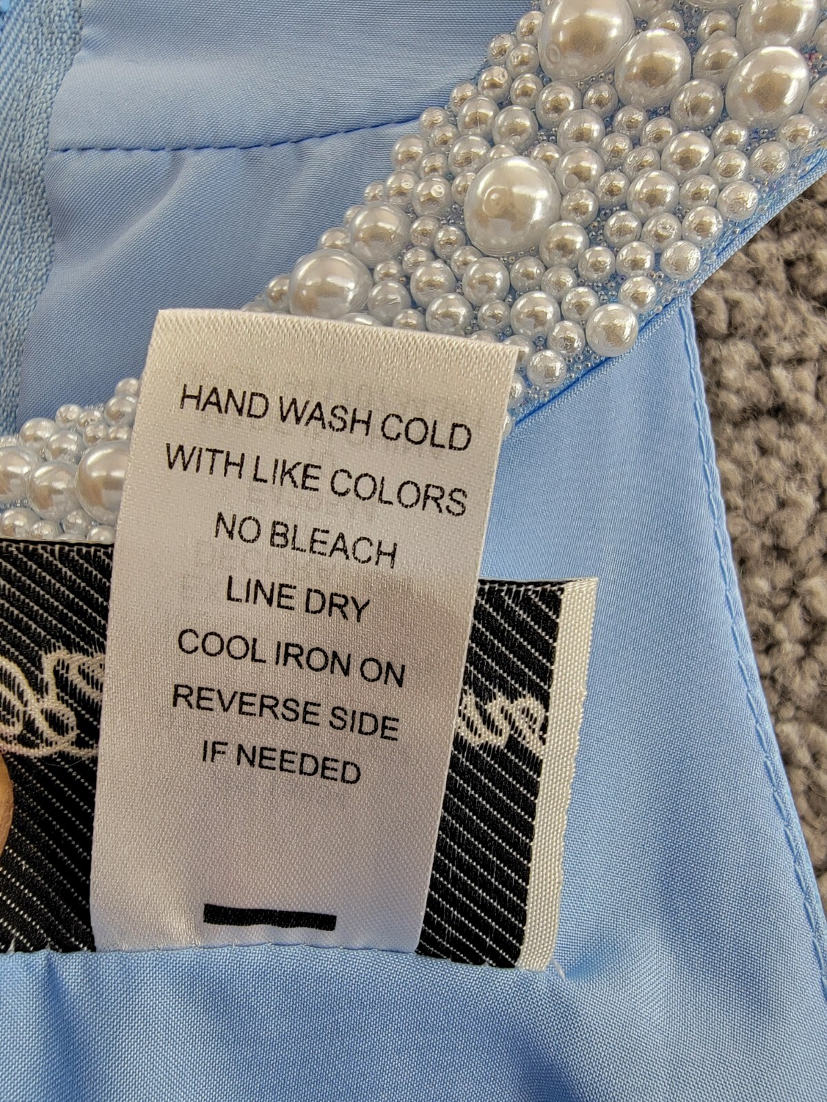 Rare Editions Sleeveless Imitation Pearl Halter Dress Big Girls 10 Blue Back Zip - Picture 10 of 16