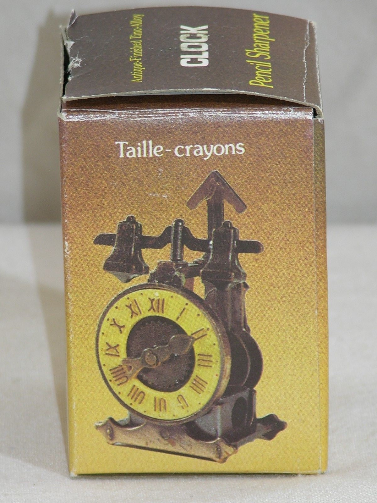 Miniature Replica Antique-Finish Clock Pencil Sharpener