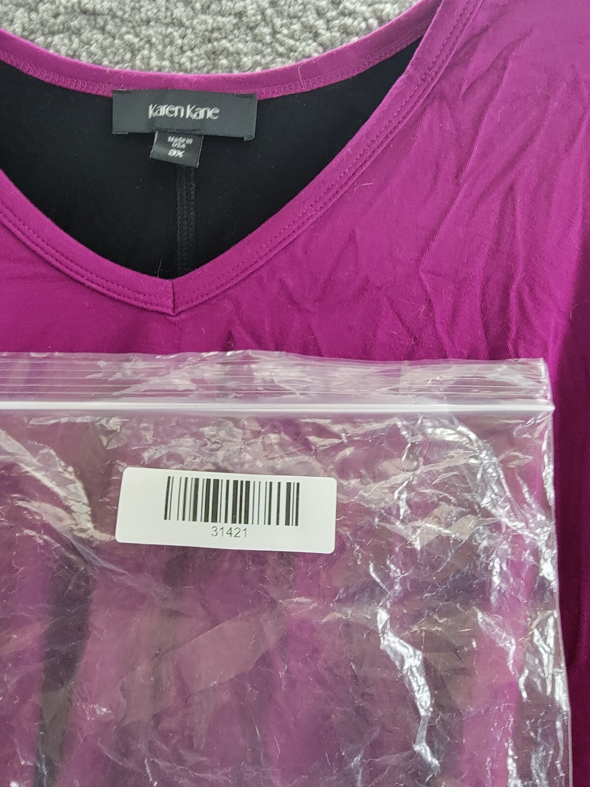 Karen Kane Plus Size Colorblock V-Neck Blouse Women's 3X Magenta and Black L/S~ - Picture 16 of 16