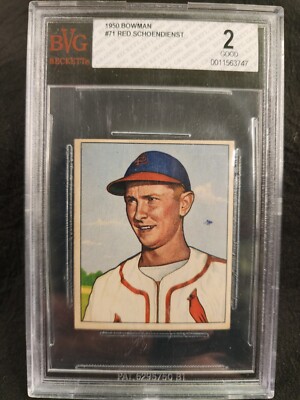 1950 BOWMAN #71 AL RED SCHOENDIENST HOF GRADED BECKETT 2 ST LOUIS CARDINALS