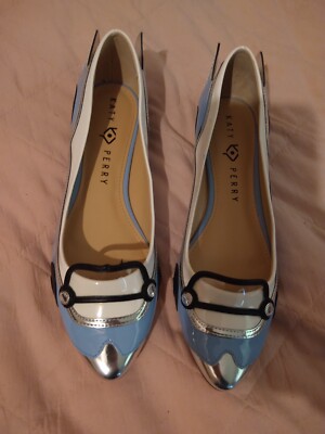 Katy Perry The Shannon Ballet Flat pale blue white silver winged 7.5 htf rare 