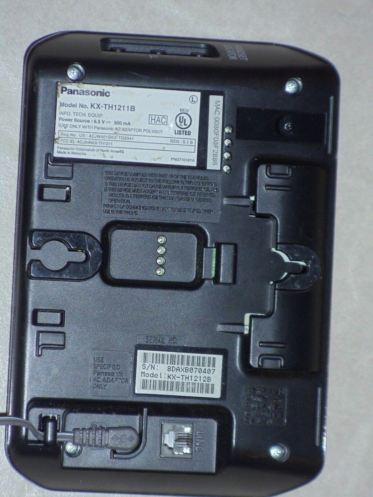 Panasonic KX-TH1211B Link-To-Cell Bluetooth Cordless Phone Base ONly