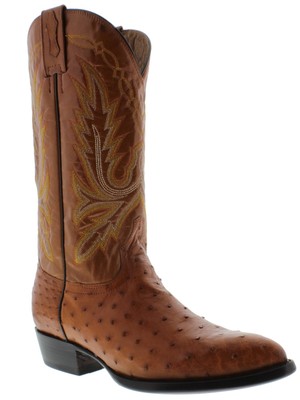 Pre-owned El Presidente Mens Cognac Real Ostrich Skin Leather Western Cowboy Boots J Toe In Brown