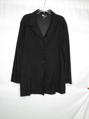 FIRST OPTION TOO SOLID BLACK MOLESKIN LONG SLEEVE 3 BUTTON JACKET SZ 20W #A279