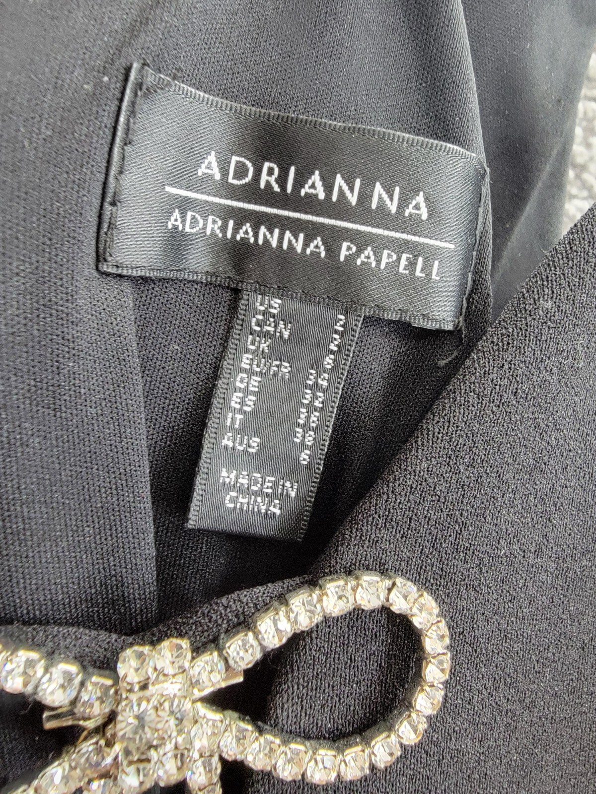 Adrianna by Adrianna Papell Knit Crepe Column Gown Women's 2 Black Back Zip - Picture 16 of 17