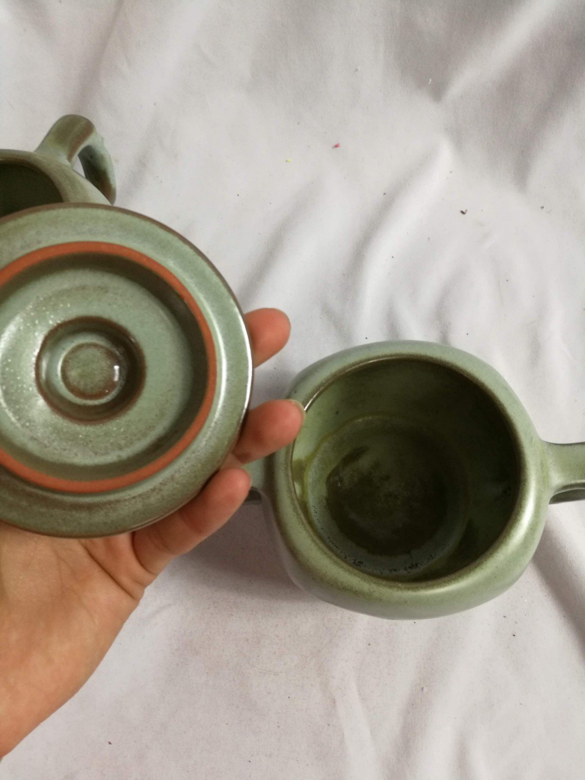 FRANKOMA PLAINSMAN WOODLAND MOSS 5A CREAMER CREAM PITCHER 5B SUGAR DISH LID