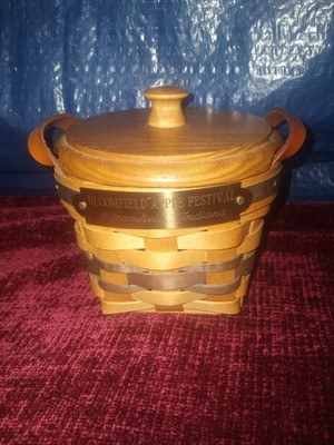 Vintage 2001 Handwoven Natural Reed Basket W/Lid Handcrafted Initialed Dated