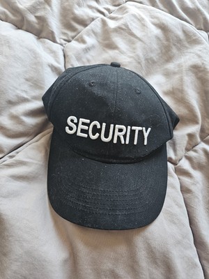 Security Hat Cap Baseball Black w/ White Lettering Adjustable One Size Fits All